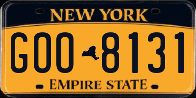 NY license plate GOO8131