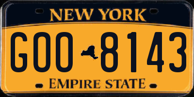 NY license plate GOO8143