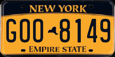 NY license plate GOO8149