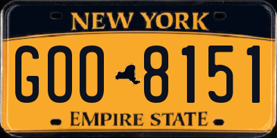 NY license plate GOO8151