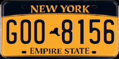 NY license plate GOO8156
