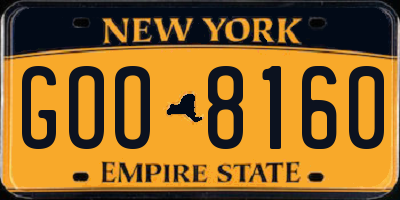 NY license plate GOO8160