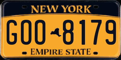 NY license plate GOO8179