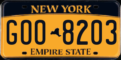 NY license plate GOO8203