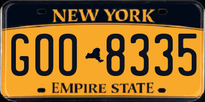 NY license plate GOO8335
