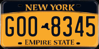 NY license plate GOO8345
