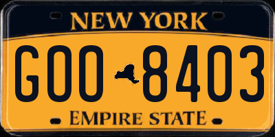 NY license plate GOO8403