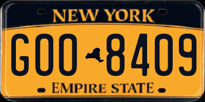NY license plate GOO8409