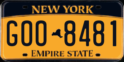 NY license plate GOO8481