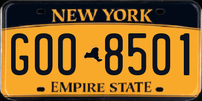 NY license plate GOO8501