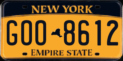 NY license plate GOO8612
