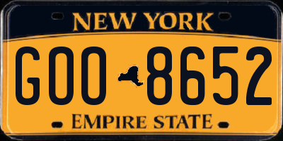 NY license plate GOO8652