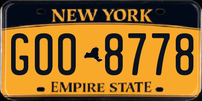 NY license plate GOO8778