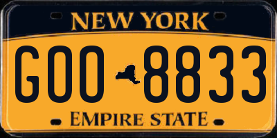 NY license plate GOO8833