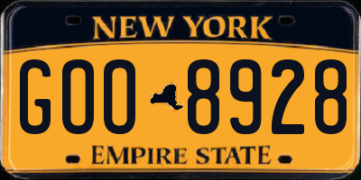 NY license plate GOO8928