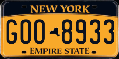 NY license plate GOO8933