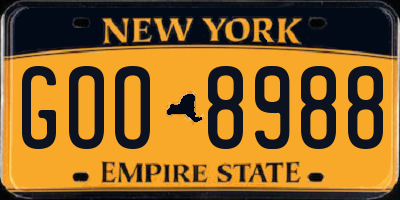 NY license plate GOO8988