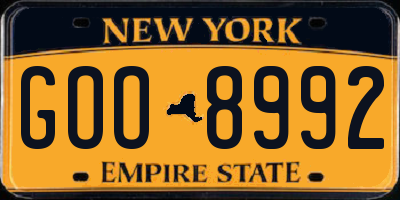 NY license plate GOO8992