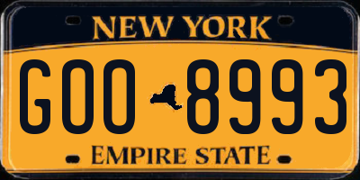 NY license plate GOO8993