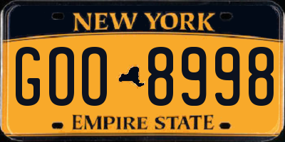 NY license plate GOO8998