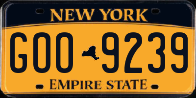 NY license plate GOO9239