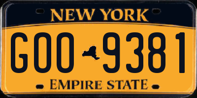 NY license plate GOO9381
