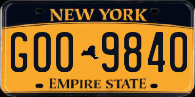 NY license plate GOO9840