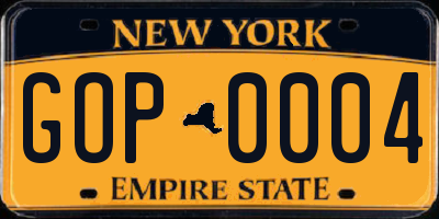 NY license plate GOP0004
