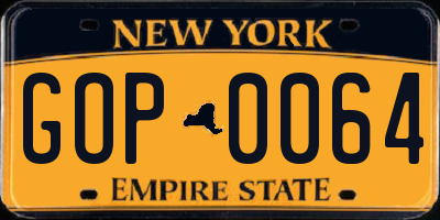 NY license plate GOP0064