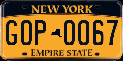 NY license plate GOP0067