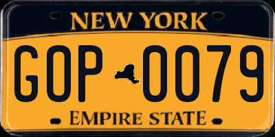 NY license plate GOP0079