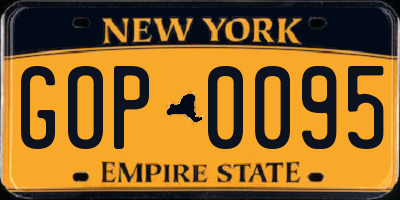 NY license plate GOP0095