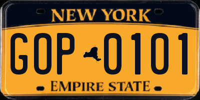 NY license plate GOP0101