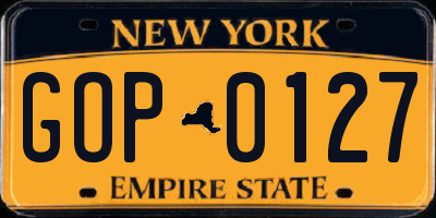 NY license plate GOP0127