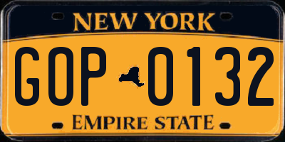 NY license plate GOP0132