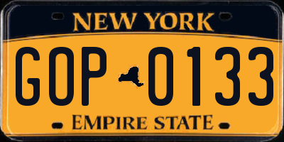 NY license plate GOP0133