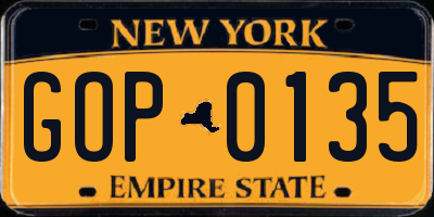 NY license plate GOP0135
