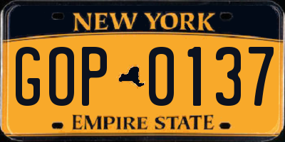 NY license plate GOP0137