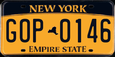 NY license plate GOP0146