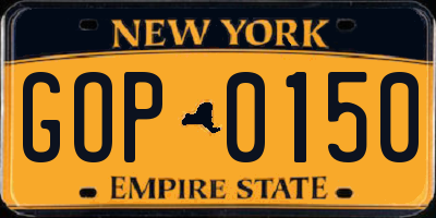 NY license plate GOP0150