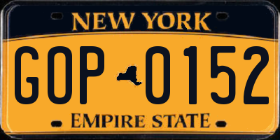 NY license plate GOP0152