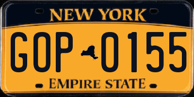 NY license plate GOP0155