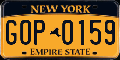 NY license plate GOP0159