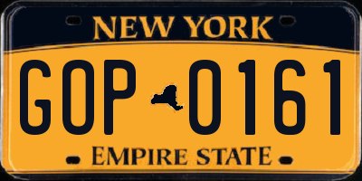NY license plate GOP0161