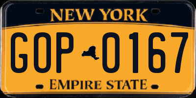 NY license plate GOP0167