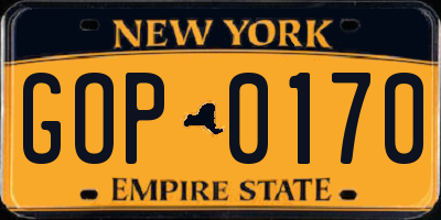 NY license plate GOP0170