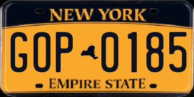 NY license plate GOP0185