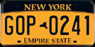 NY license plate GOP0241