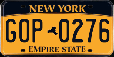 NY license plate GOP0276