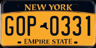 NY license plate GOP0331